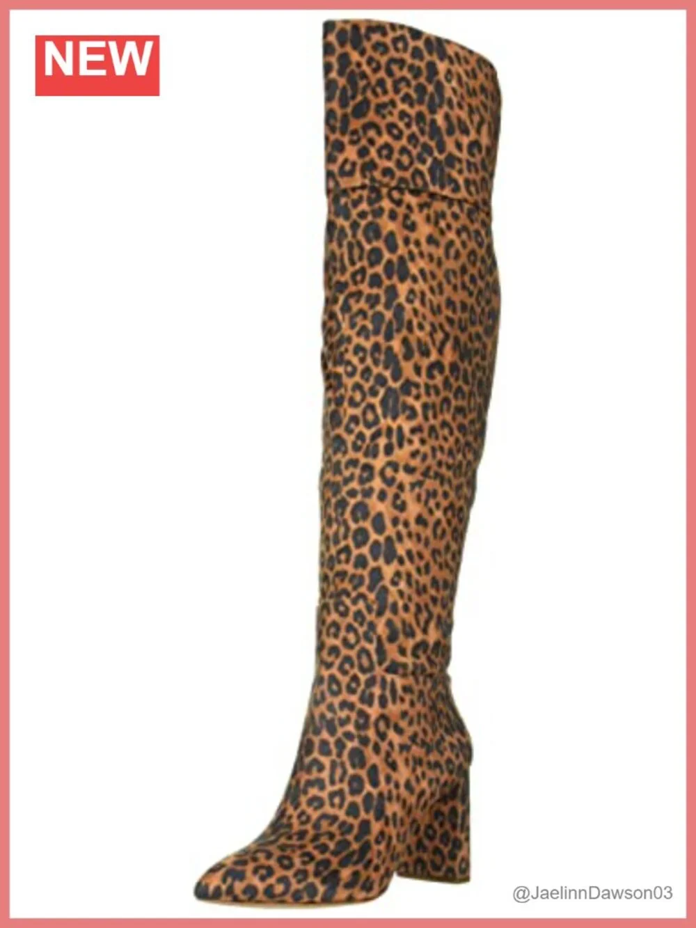 Womens Over-the-Knee Boots Pointed Toe Block Heel Zip Animal Print